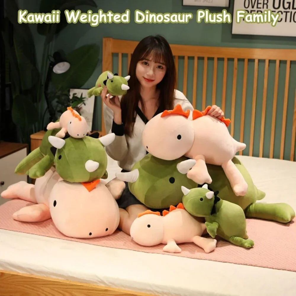 🆕 Kids Green Dinosaur Throw Pillows Anxiety Weighted Stuffed Animals Adults Toy - Picture 2 of 6